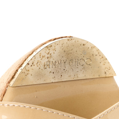 Jimmy Choo Patent Wedge Sandals 40.5 Nude 8 of 9