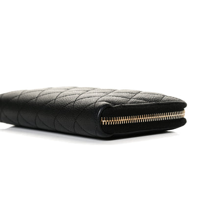 Chanel Caviar Quilted Large Gusset Zip Around Wallet Black 9 of 13
