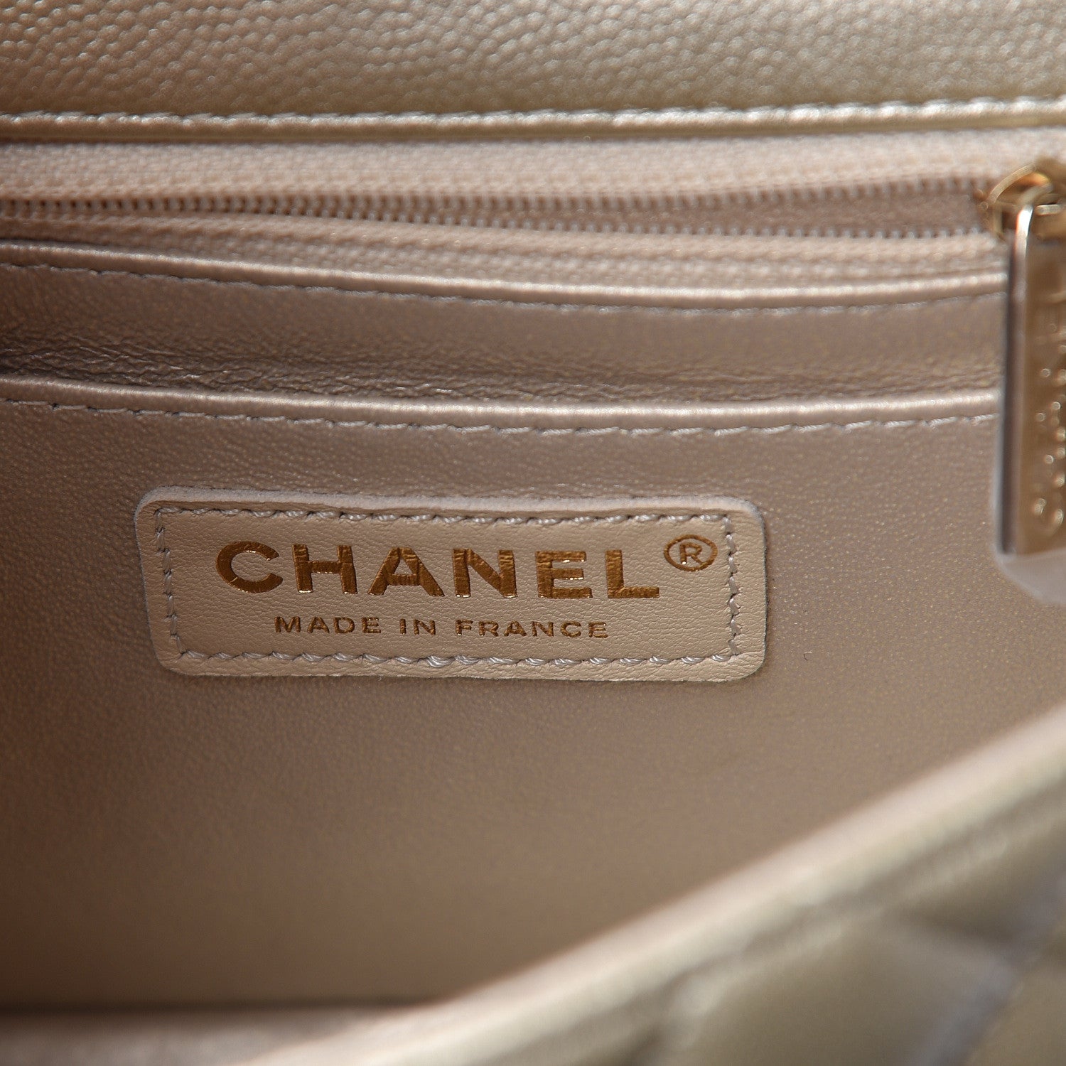 Chanel Metallic Caviar Quilted Mini Square Flap Light Gold 6 of 10