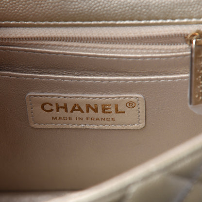 Chanel Metallic Caviar Quilted Mini Square Flap Light Gold 6 of 10