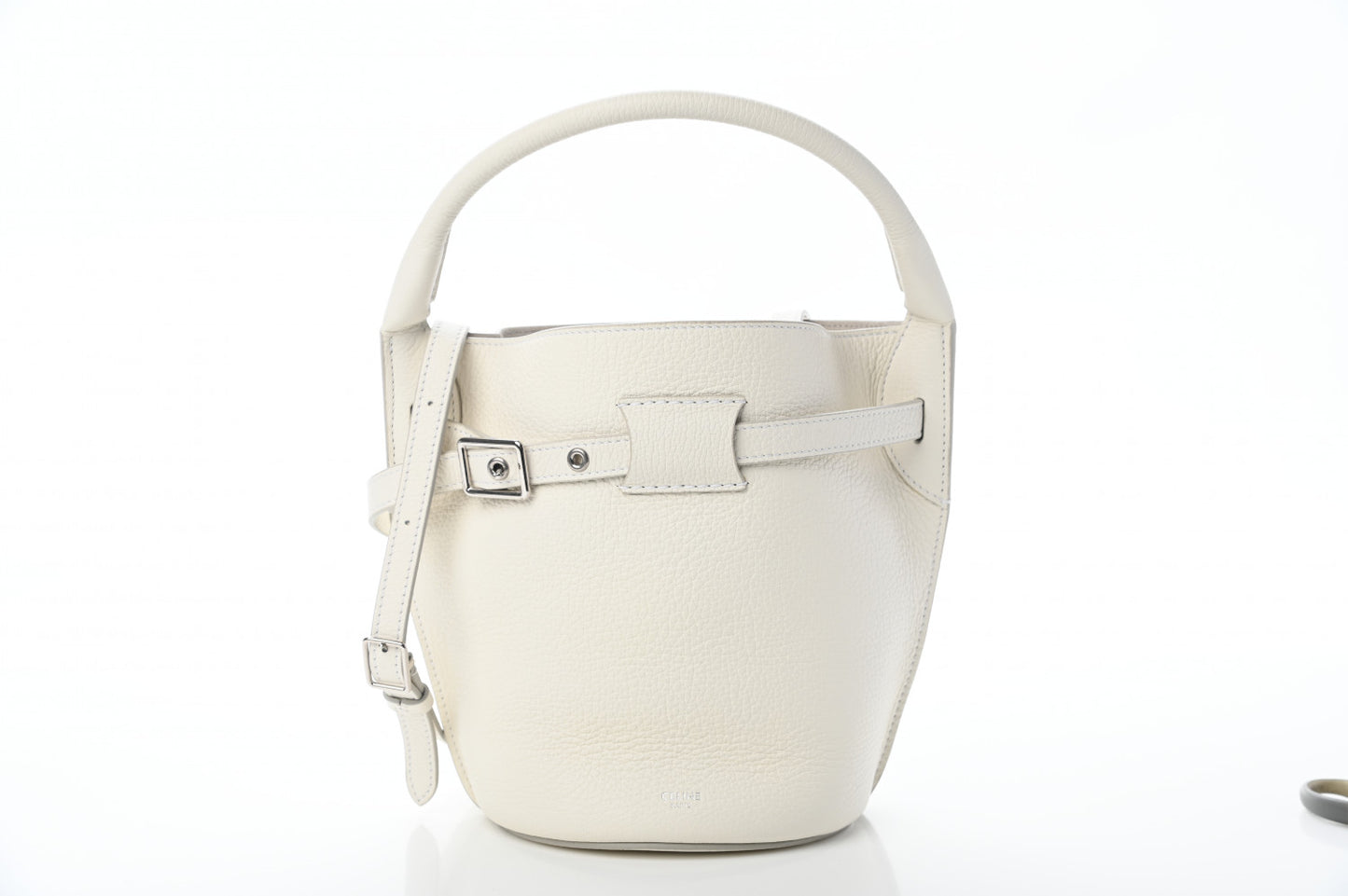 Supple Grained Calfskin Nano Big Bag Bucket White