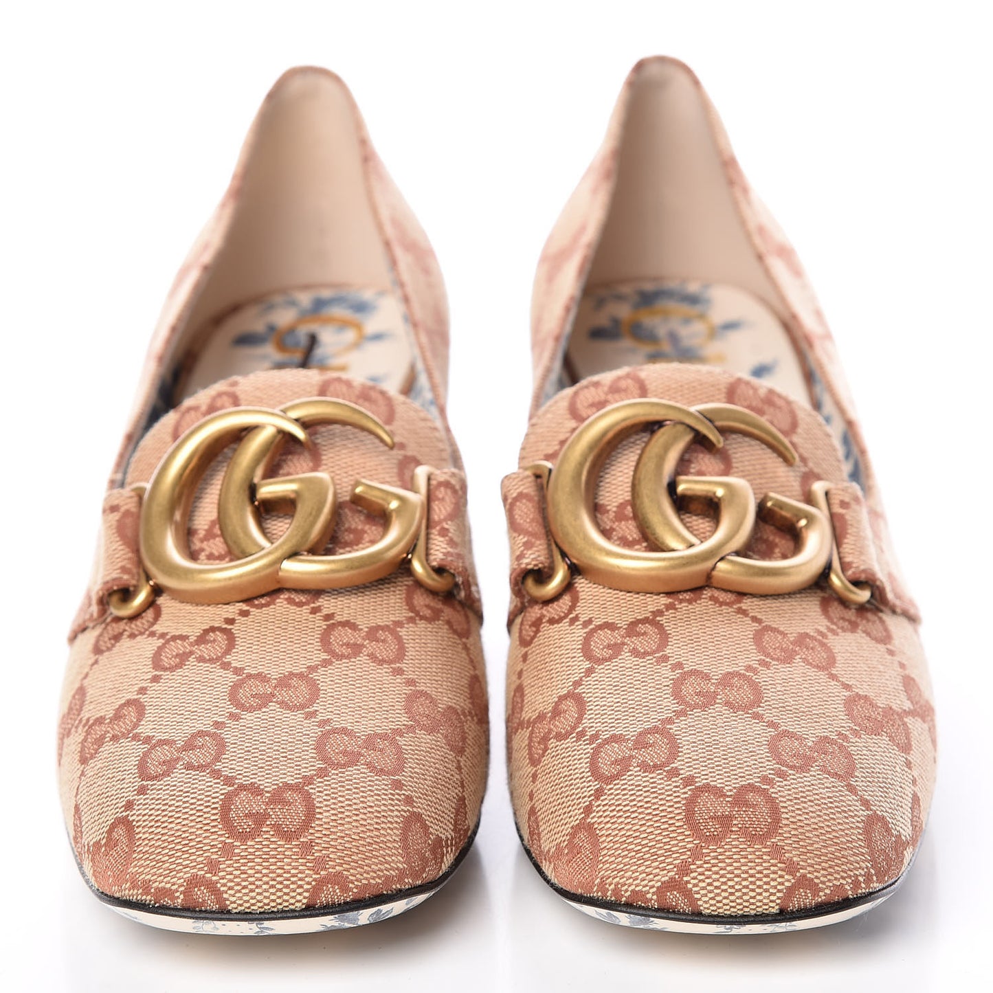 Monogram GG Victoire 55mm Loafer Pumps 38.5 Beige Ruggine