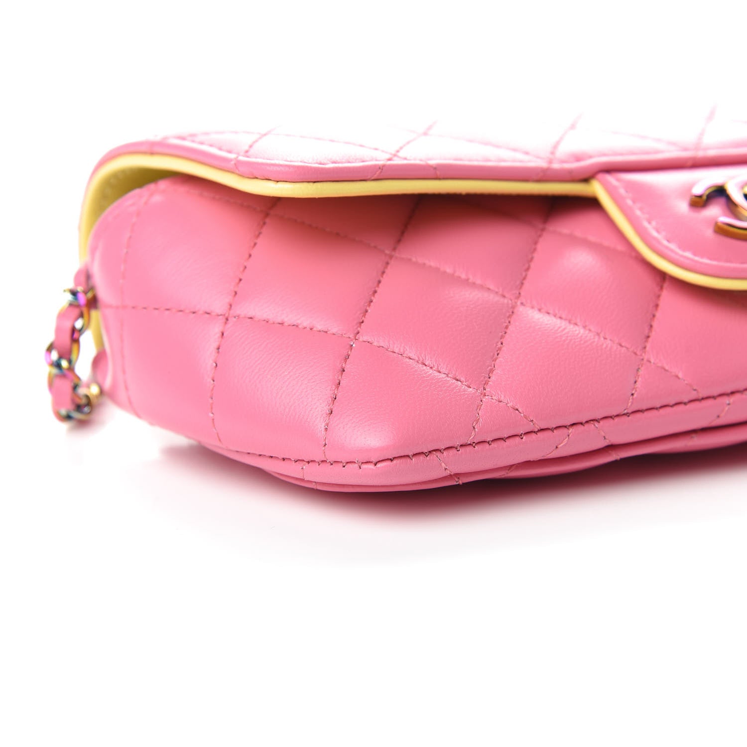 Chanel Lambskin Quilted Glasses Case With Chain Pink Yellow 5 of 10