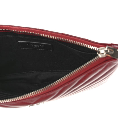 Saint Laurent Calfskin Matelasse Chevron Monogram A5 Wristlet Bandana Red 5 of 9