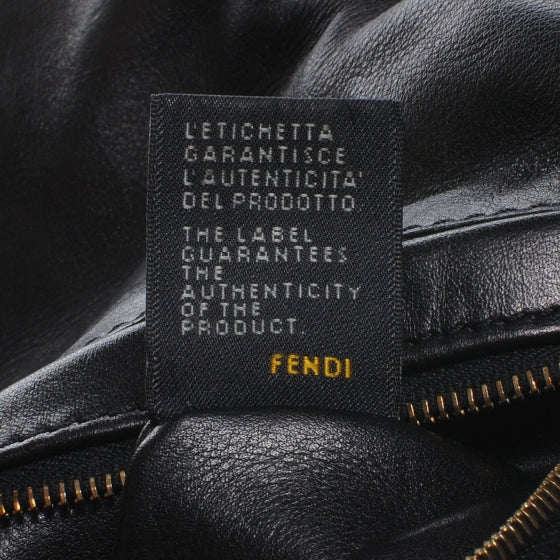 Fendi Calfskin Crocodile Embossed Maxi Baguette Black 7 of 9