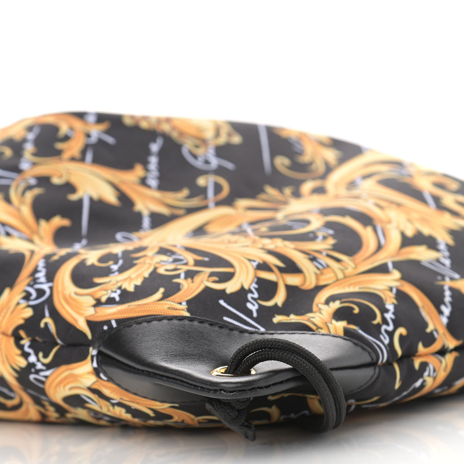 Versace Nylon Barocco Signature Print Drawstring Backpack Black 9 of 12