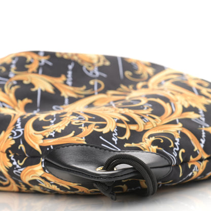 Versace Nylon Barocco Signature Print Drawstring Backpack Black 9 of 12