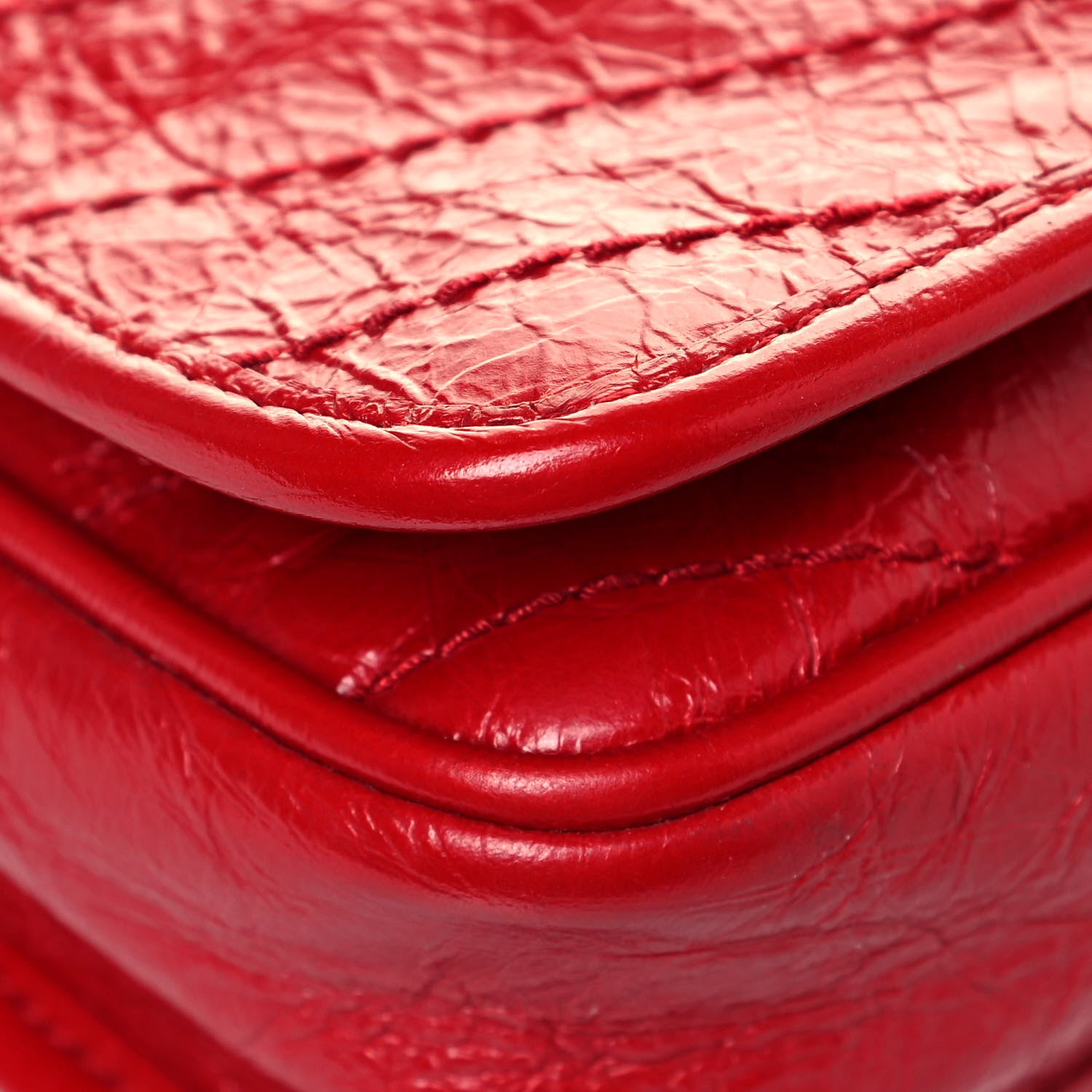 Saint Laurent Crinkled Calfskin Matelasse Monogram Niki Chain Wallet Red 8 of 13