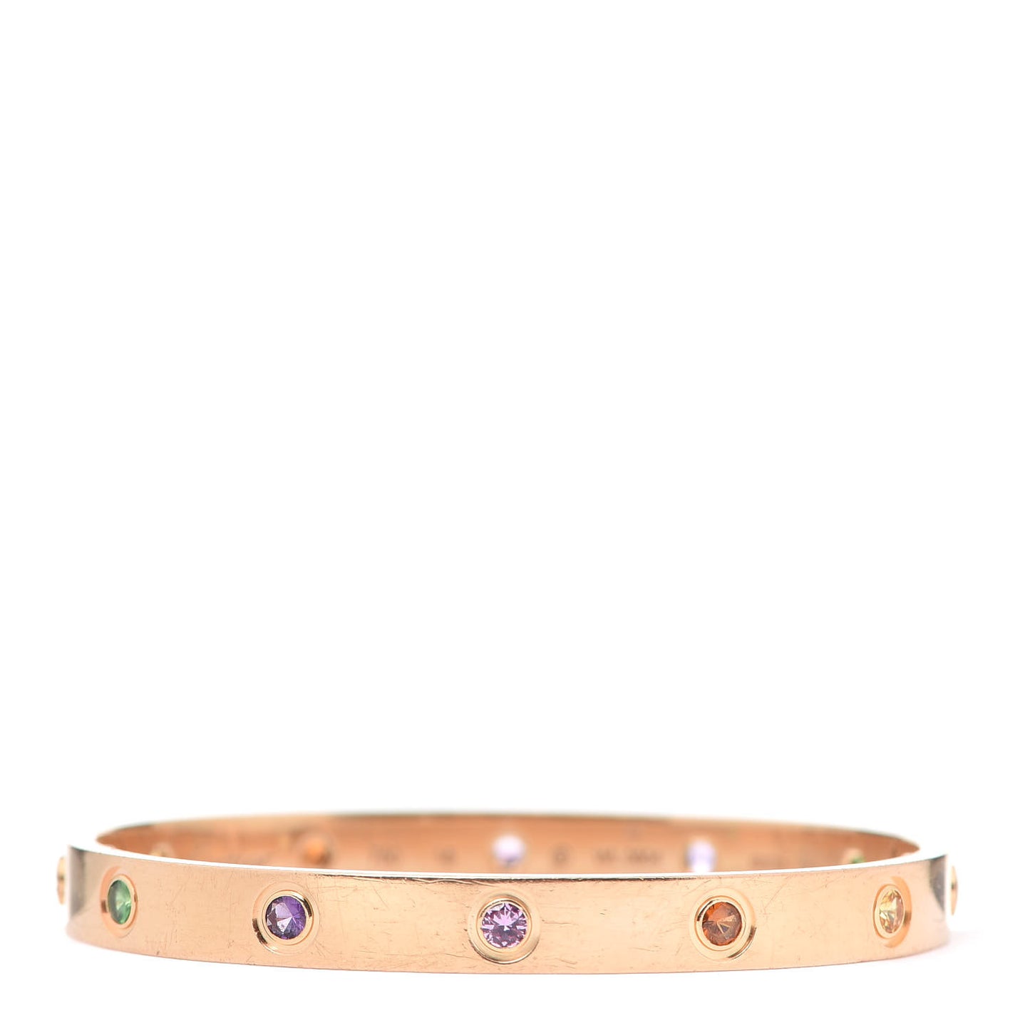 18K Pink Gold Sapphire Garnet Amethyst LOVE Bracelet 16