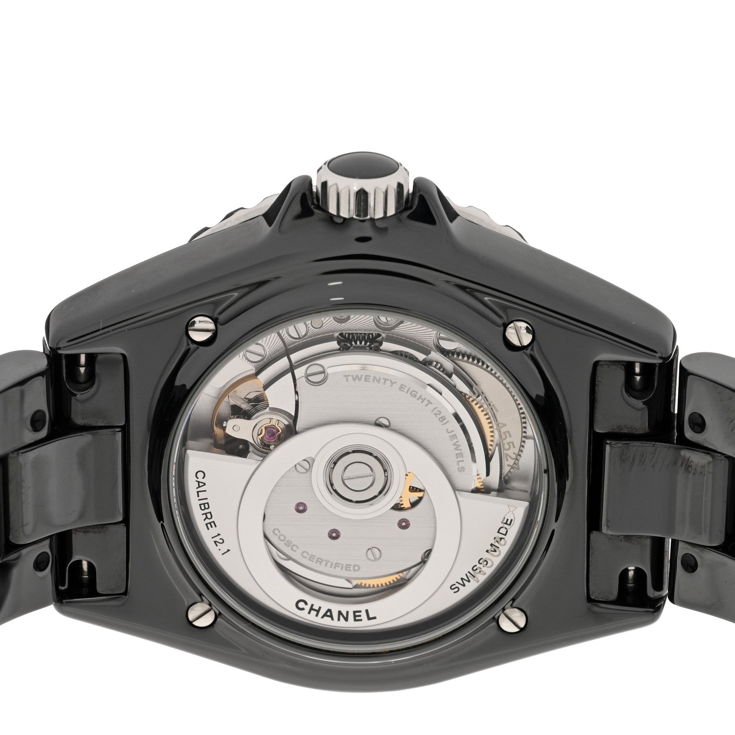 Chanel Stainless Steel Ceramic Diamond 38mm J12 Automatic Watch Black 4 of 4