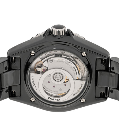 Chanel Stainless Steel Ceramic Diamond 38mm J12 Automatic Watch Black 4 of 4