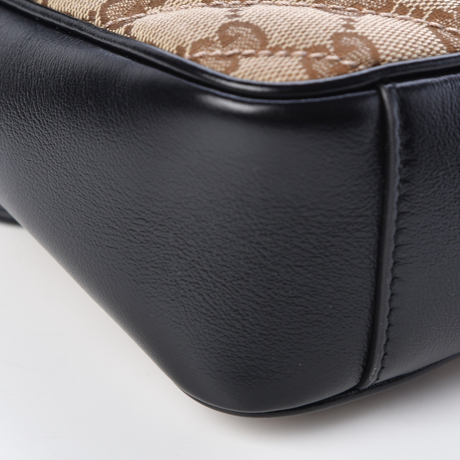 Gucci Monogram Matelasse Diagonal Small GG Marmont Shoulder Bag Beige Black 9 of 11