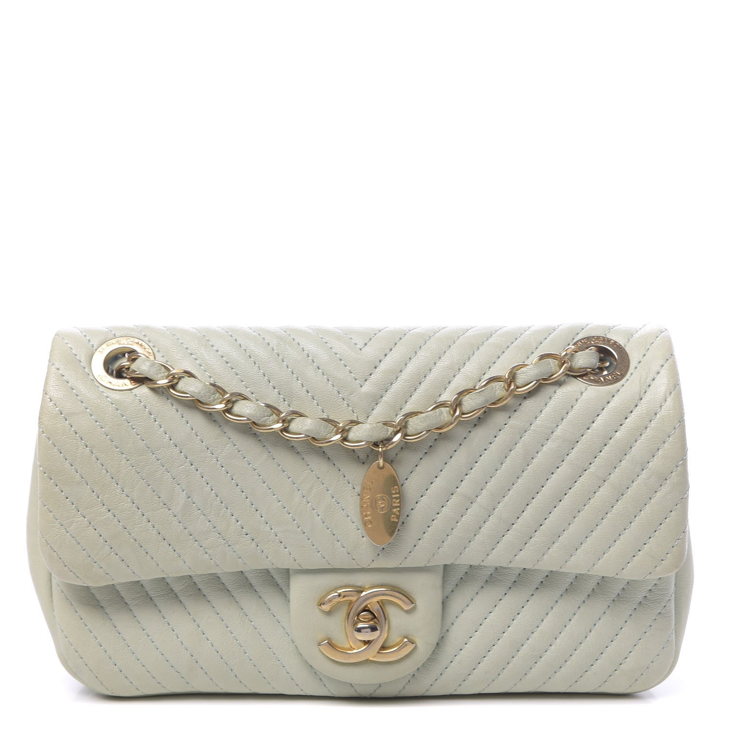 Chanel Calfskin Surpique Chevron Small Flap Grey 1 of 13