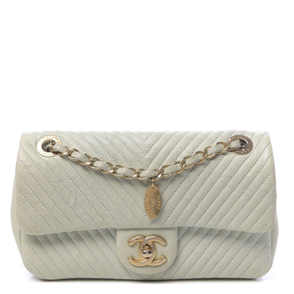 Chanel Calfskin Surpique Chevron Small Flap Grey 1 of 13