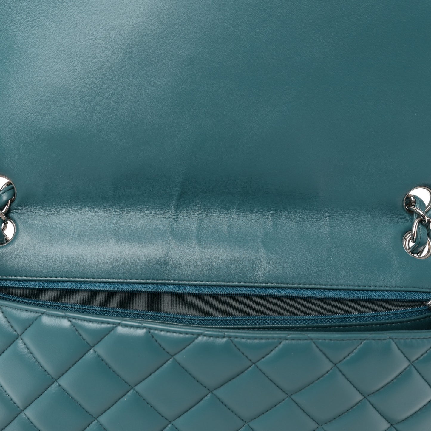Lambskin Quilted Maxi Single Flap Turquoise