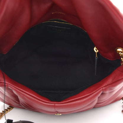 Saint Laurent Lambskin Quilted Medium Loulou Puffer Monogram Chain Satchel Opyum Red 5 of 11
