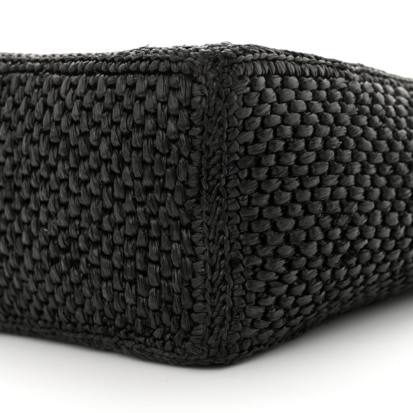 Raffia Small Paula's Ibiza Logo Tote Black White