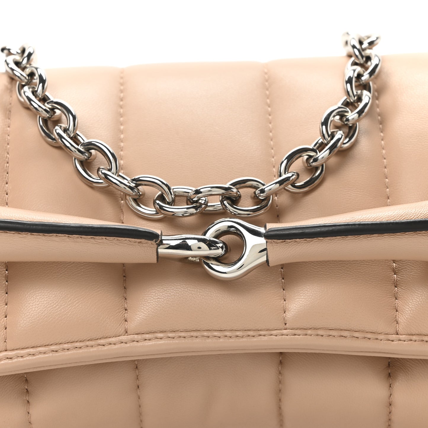 Nappa Vertical Matelasse Medium Maxi Horsebit Chain Shoulder Bag Rose Beige