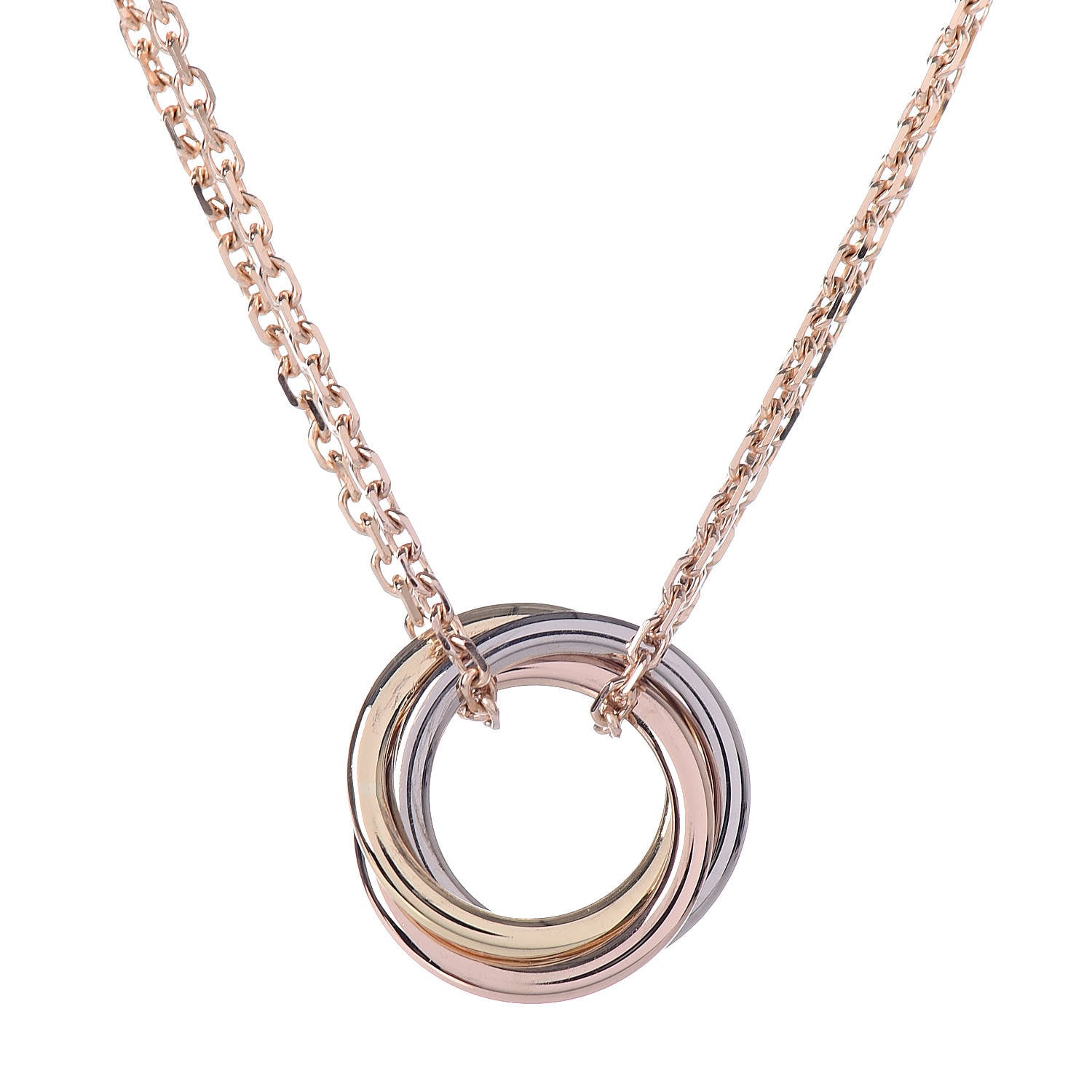 Cartier 18K Pink Yellow White Gold Trinity Double Chain Pendant Necklace 4 of 7