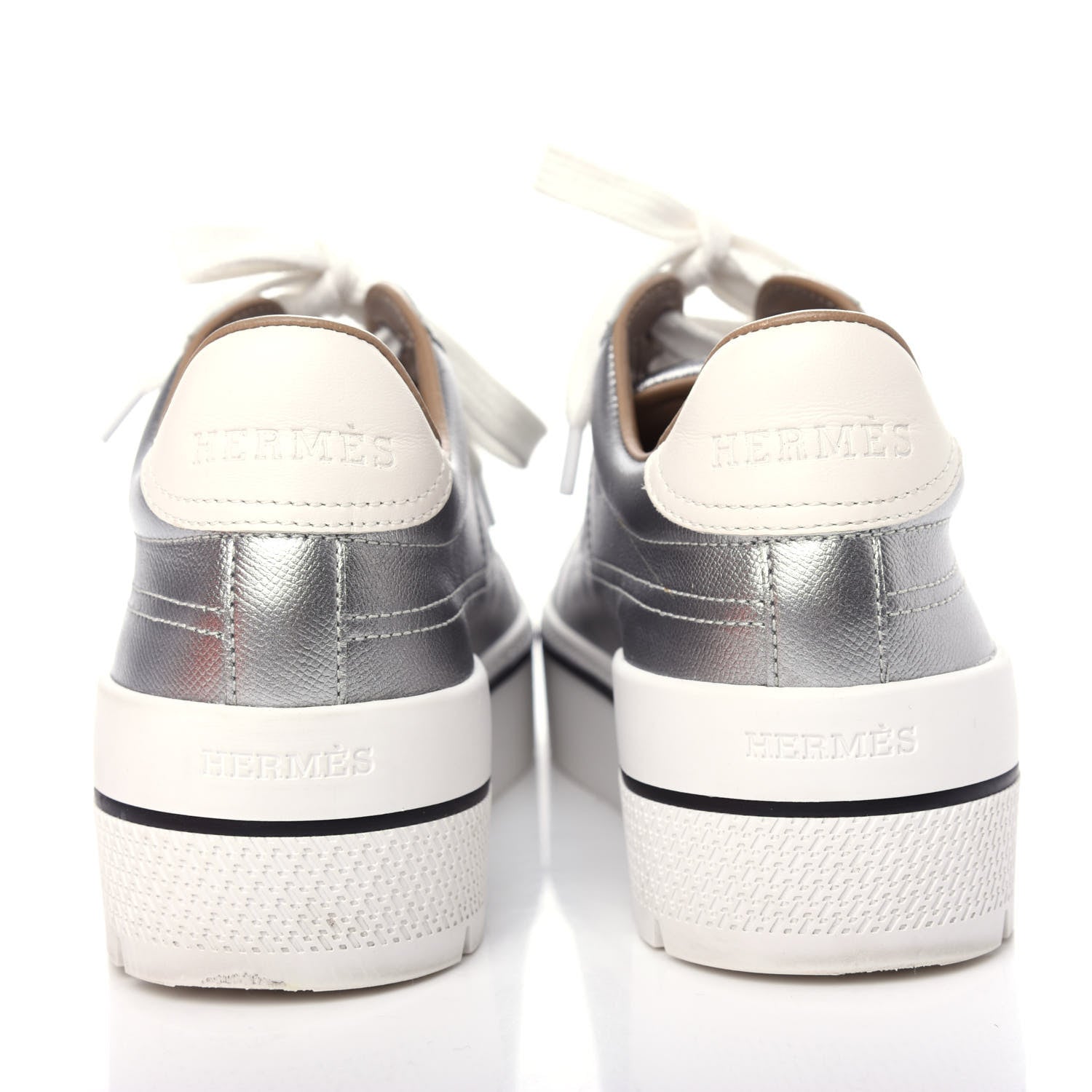 Hermes Metallic Epsom Womens Voltage Sneakers 35 Gris Argente Vieilli Black 7 of 11