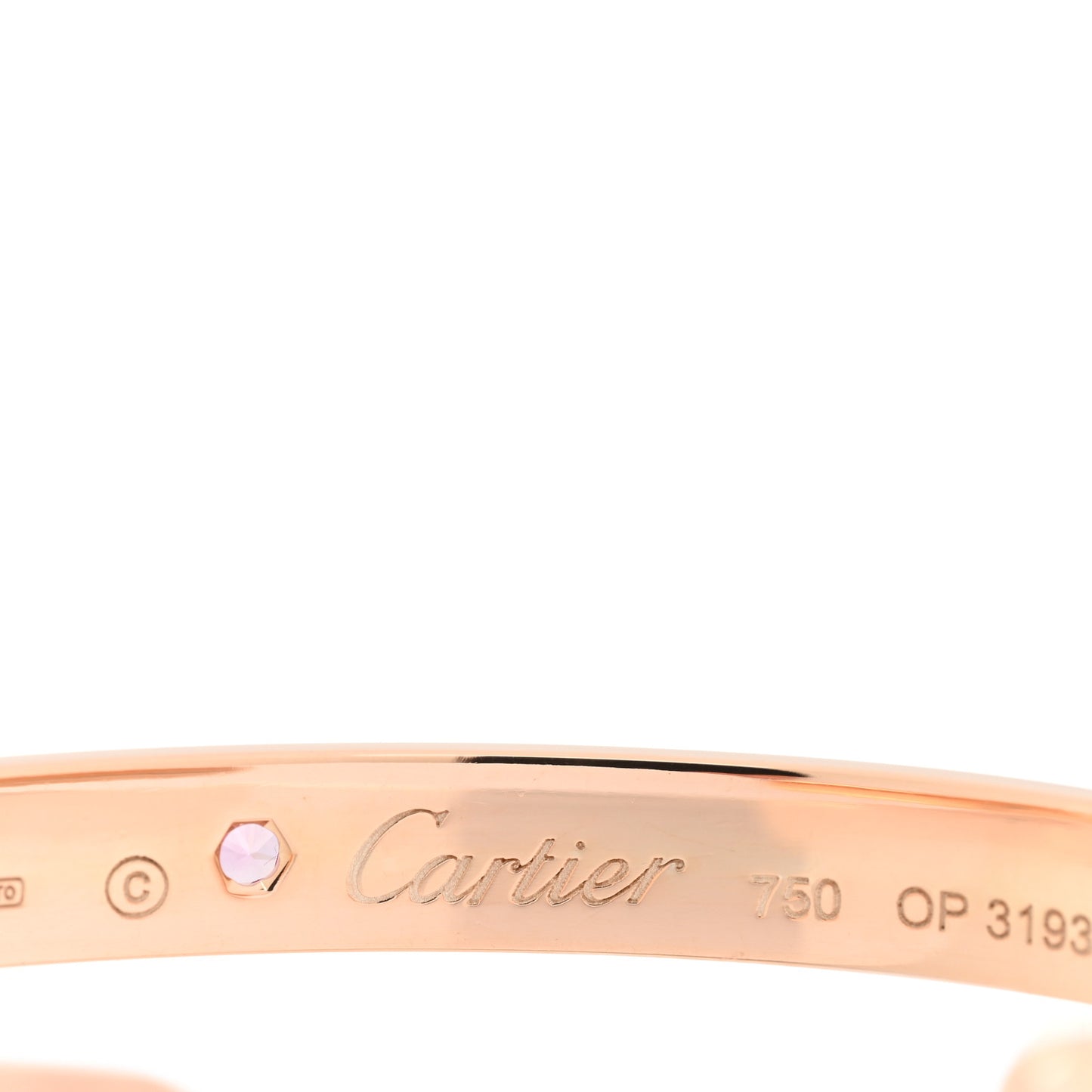 18K Pink Gold Pink Sapphire LOVE Cuff Bracelet 16