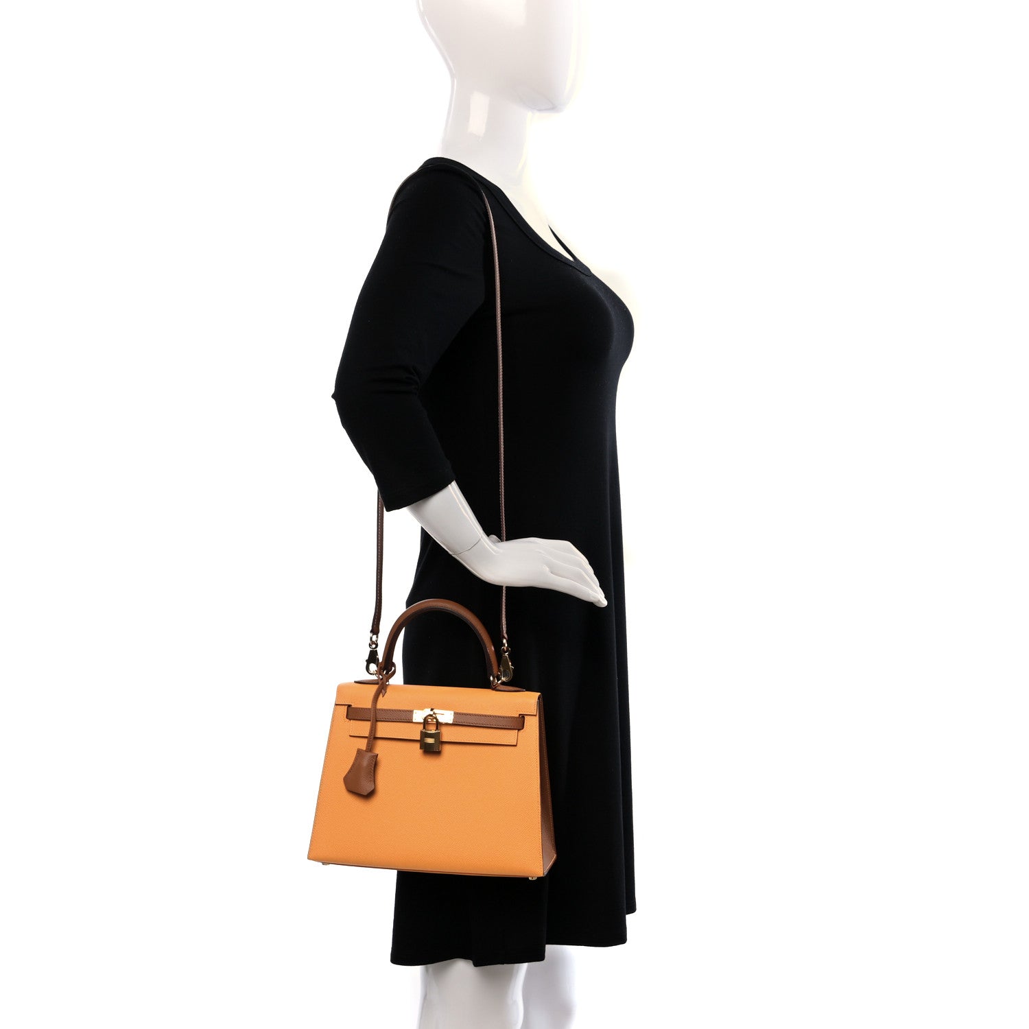 Hermes Epsom Horseshoe Kelly Sellier 25 Jaune D'Or Gold 3 of 10