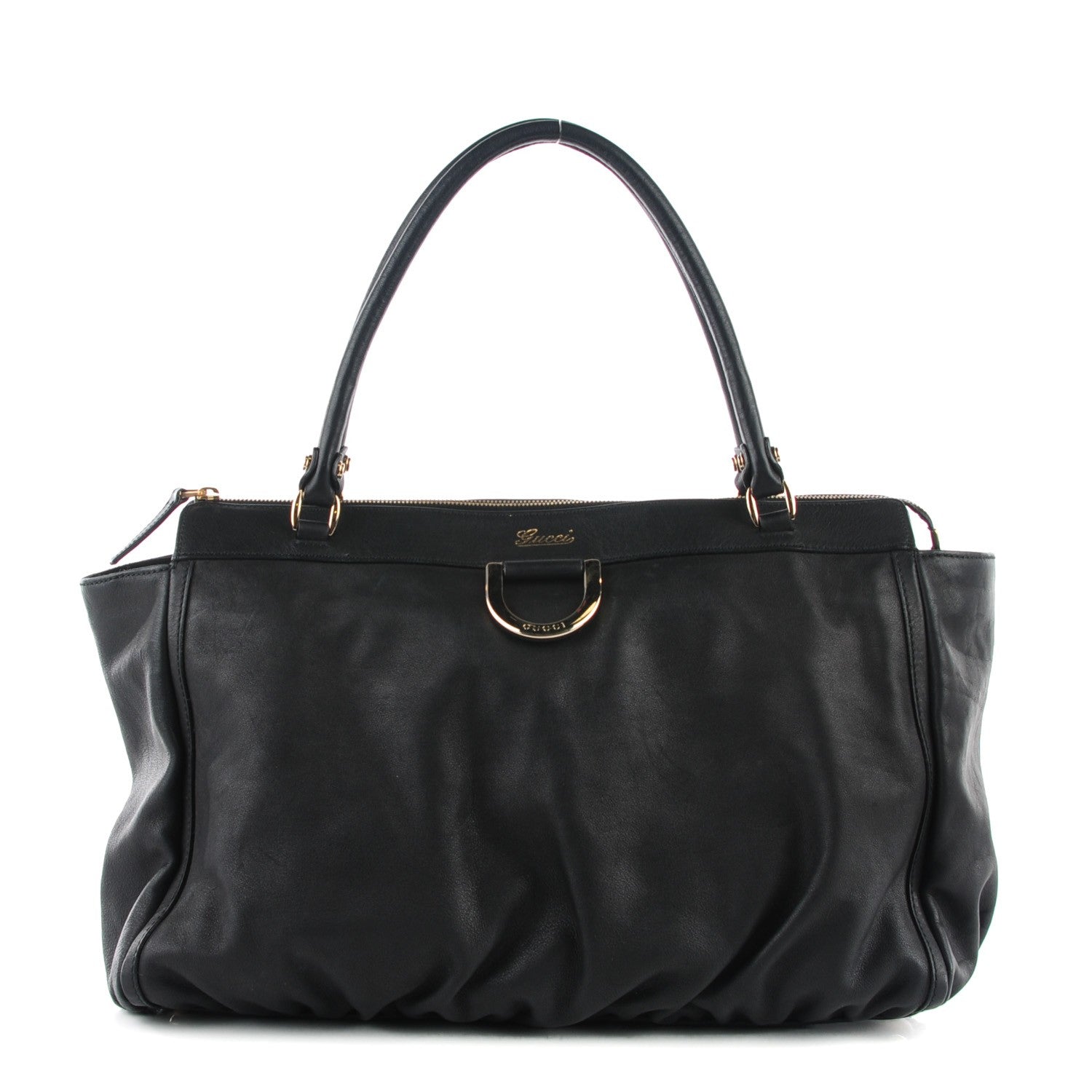 Gucci Calfskin D Gold Tote Black 1 of 7