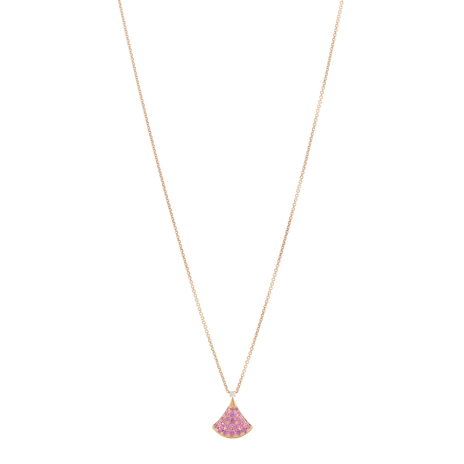 Bulgari 18K Rose Gold Diamond Pink Sapphire Divas' Dream Pendant Necklace 1 of 4