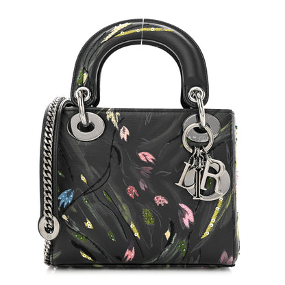Christian Dior Cowhide Beaded Organza Embroidered Floral Jia Lee Art Mini Lady Dior Black Multicolor 1 of 9
