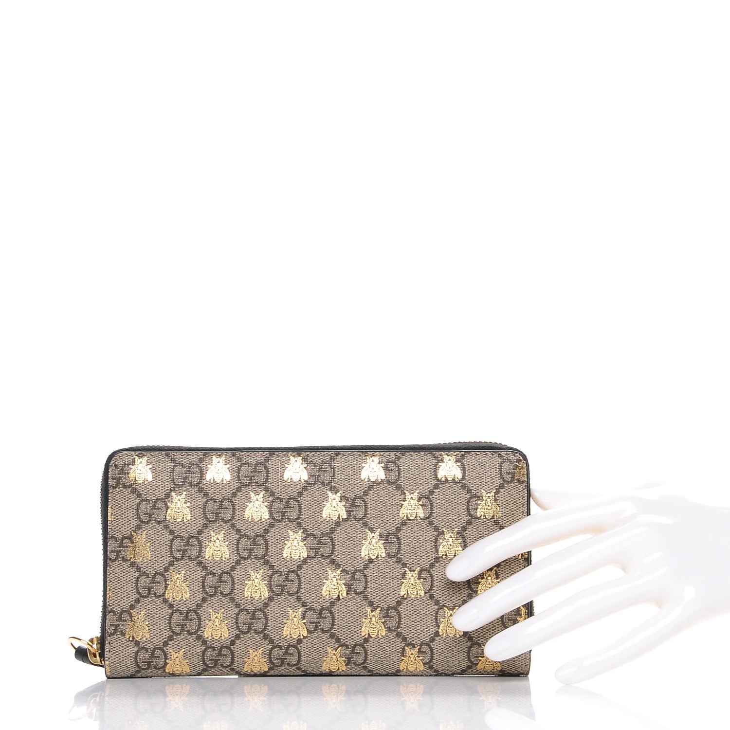 Gucci GG Supreme Monogram Bees Zip Around Wallet 2 of 8
