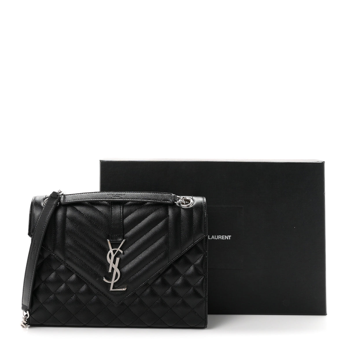 Grain De Poudre Textured Mixed Matelasse Triquilt Medium Monogram Satchel Black