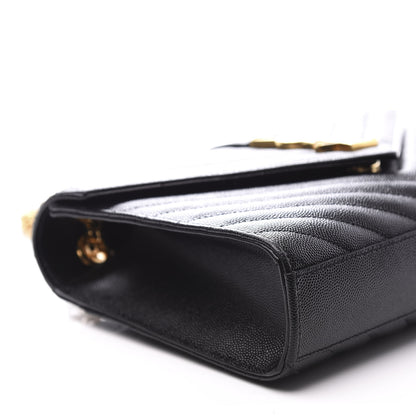 Saint Laurent Grain De Poudre Matelasse Chevron Medium Monogram Satchel Black 7 of 9
