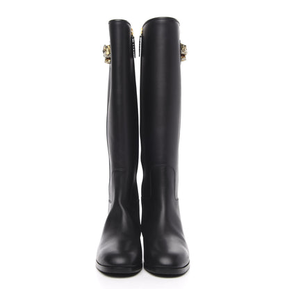 Gucci Calfskin Tiger Head Tall Boots 37 Black 2 of 11