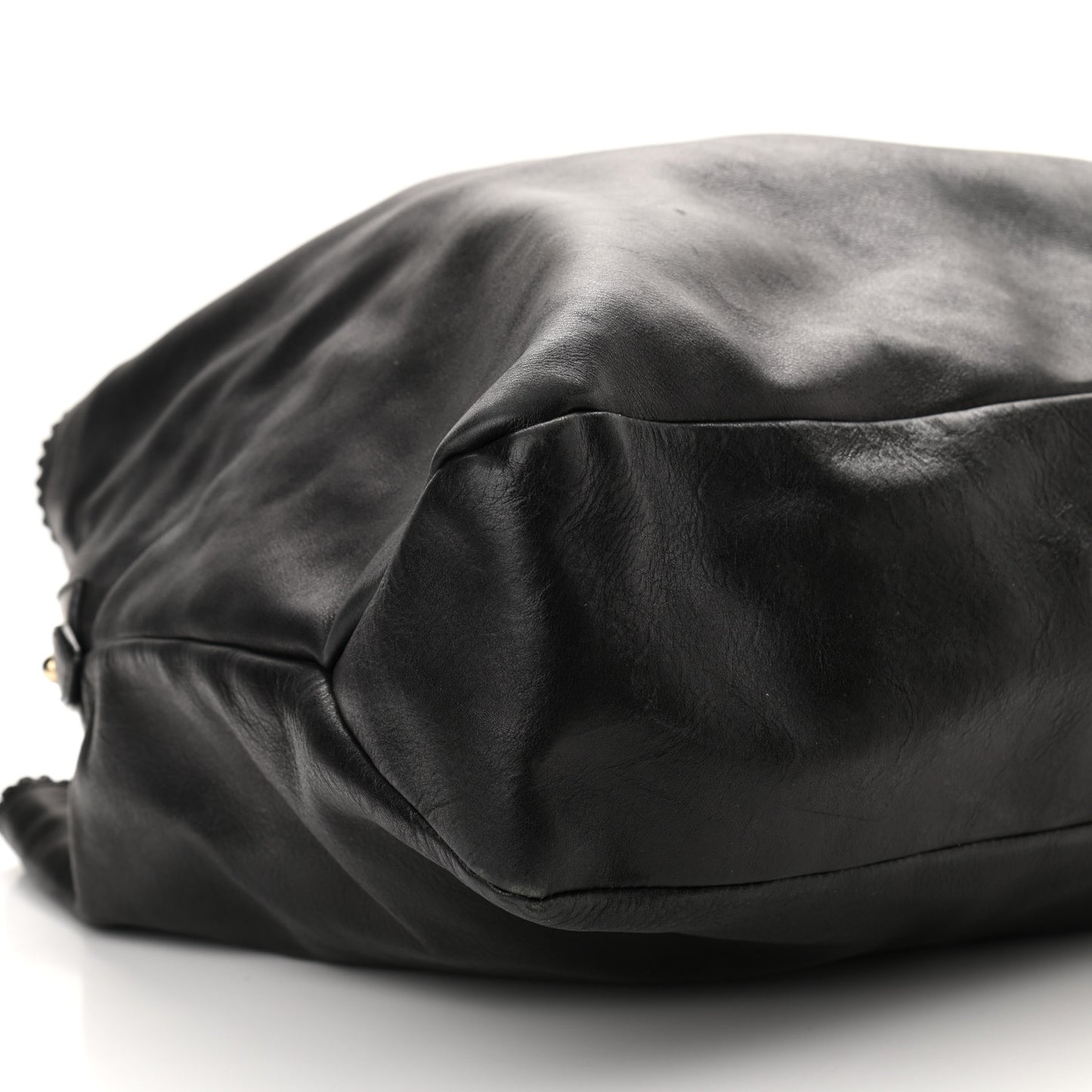 Calfskin Large Horsebit Chain Hobo Black