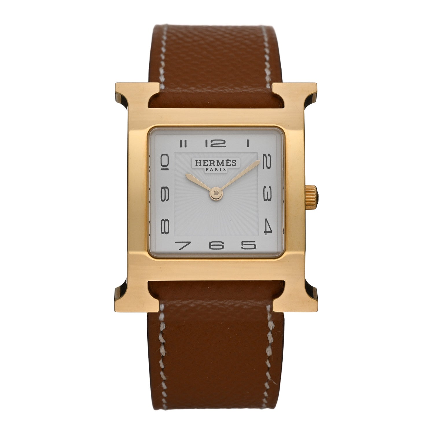 Hermes Stainless Steel Epsom 26mm Heure H Hour Quartz Watch Gold 1 of 5