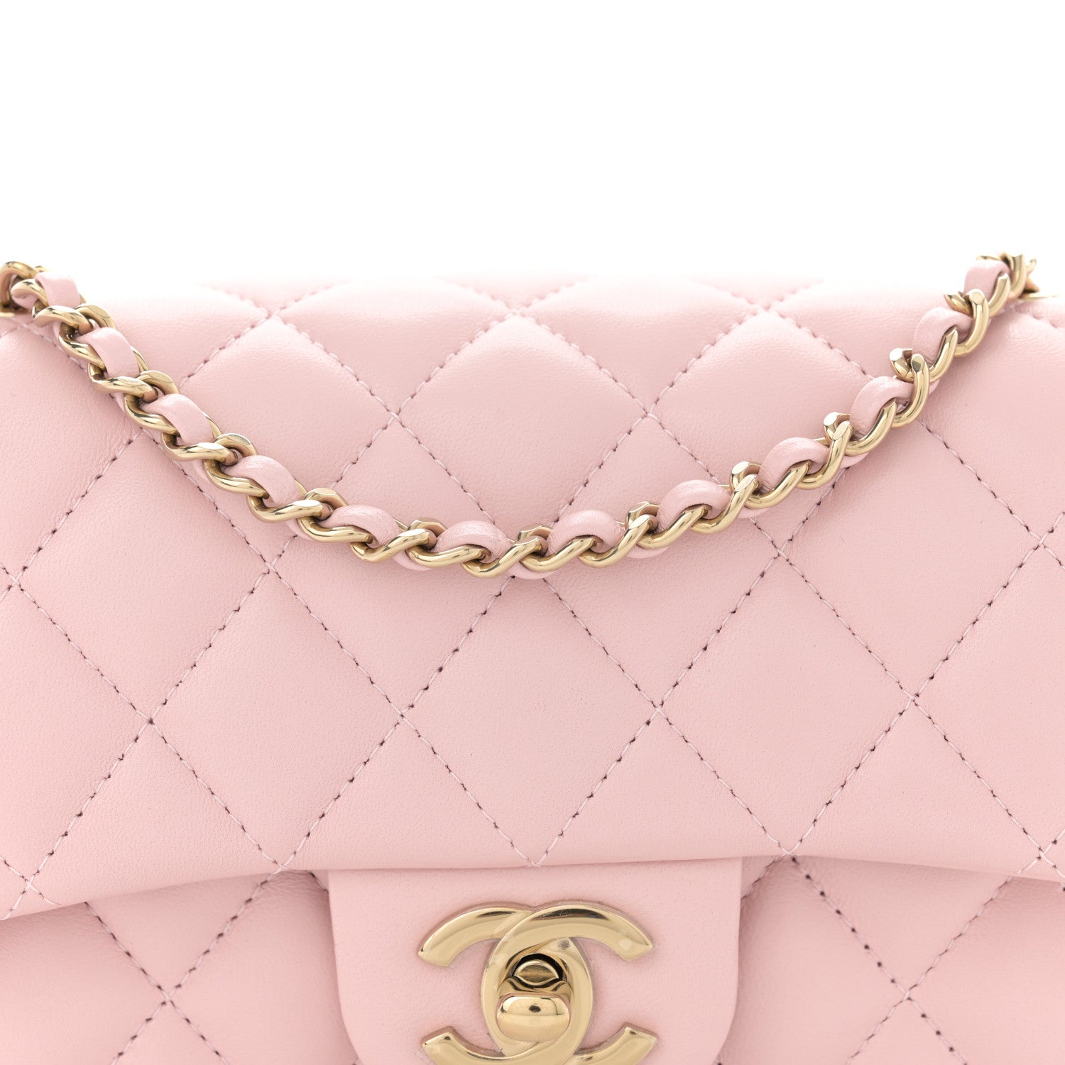 Chanel Lambskin Quilted Extra Mini Rectangular Flap Light Pink 8 of 11