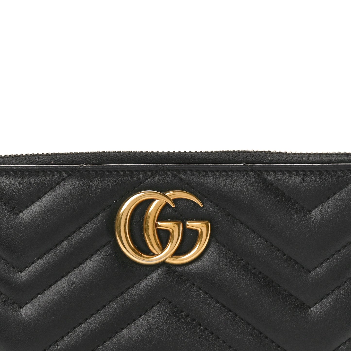 Calfskin Matelasse GG Marmont Zip Around Wallet Black