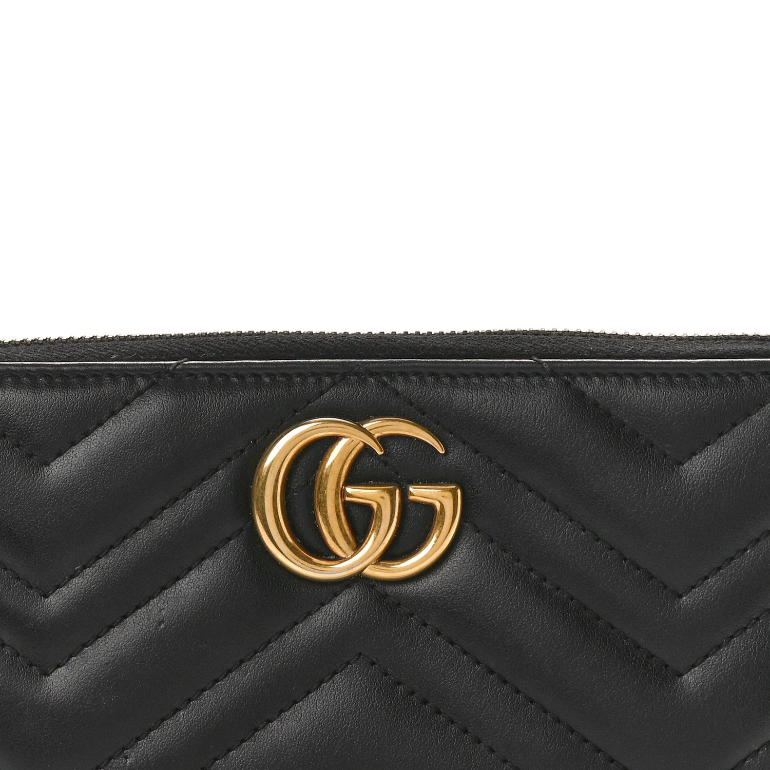 Gucci Calfskin Matelasse GG Marmont Zip Around Wallet Black 8 of 9