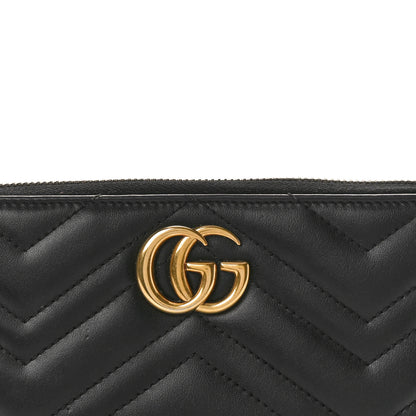 Gucci Calfskin Matelasse GG Marmont Zip Around Wallet Black 8 of 9