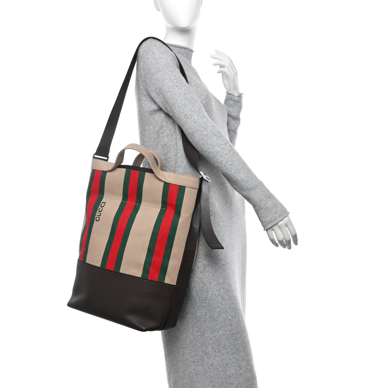 Gucci Canvas Web Large Tote Brown 2 of 11