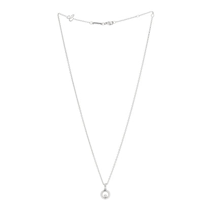 Chopard 18K White Gold Happy Diamonds 1 Floating Diamonds Round Pendant Necklace 3 of 6
