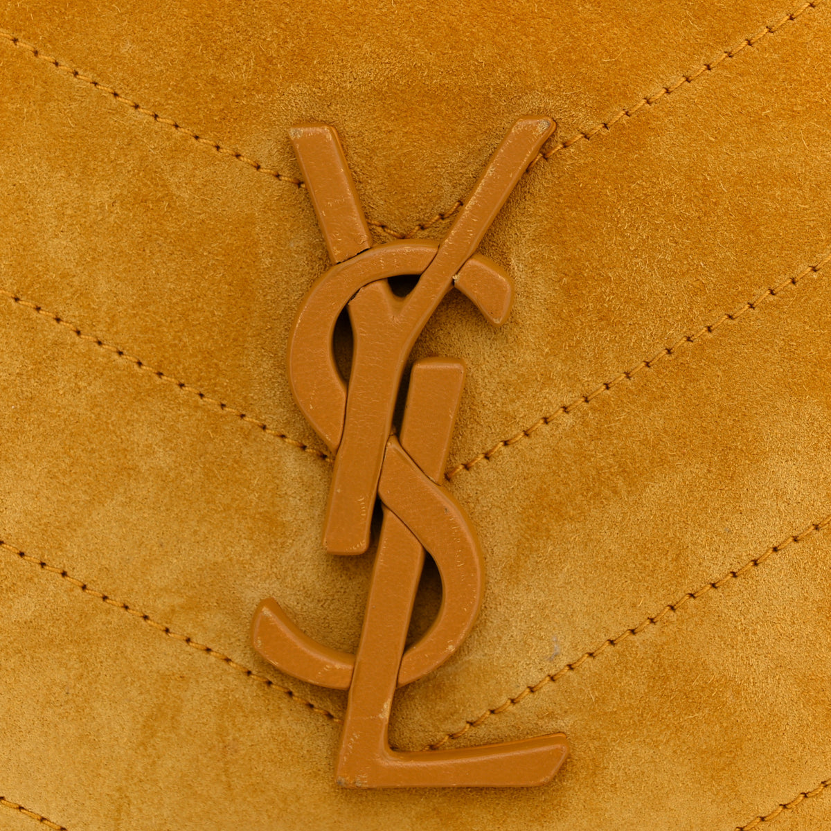 Suede Monogram Medium Niki Chain Satchel Cheddar