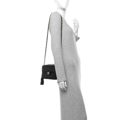 Chanel Lambskin Quilted Flap Camera Tassel Case Black 2 of 12