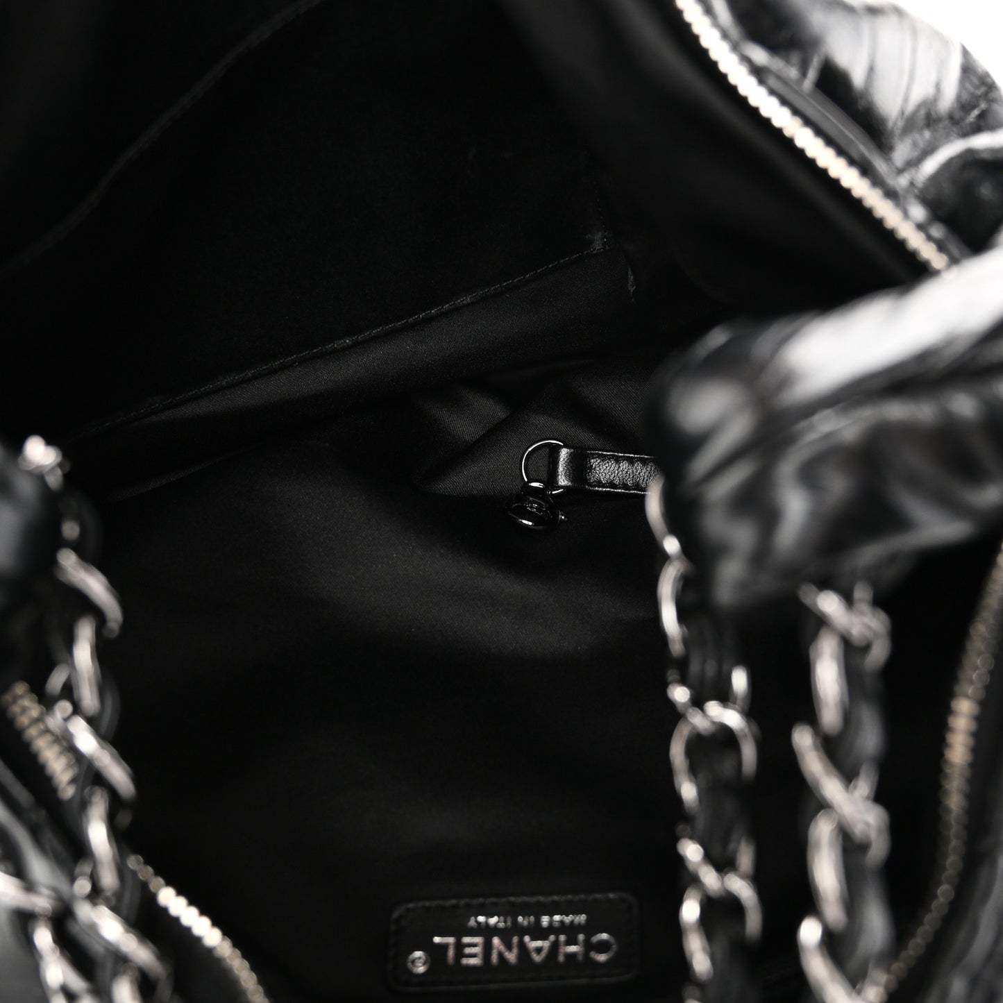 Glazed Calfskin Twisted Hobo Black