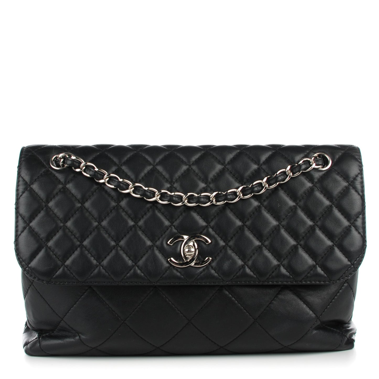 Calfskin Quilted In the Business Flap Bag Black
