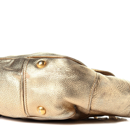 Prada Metallic Vitello Daino Pushlock Flap Shoulder Bag Gold 8 of 9