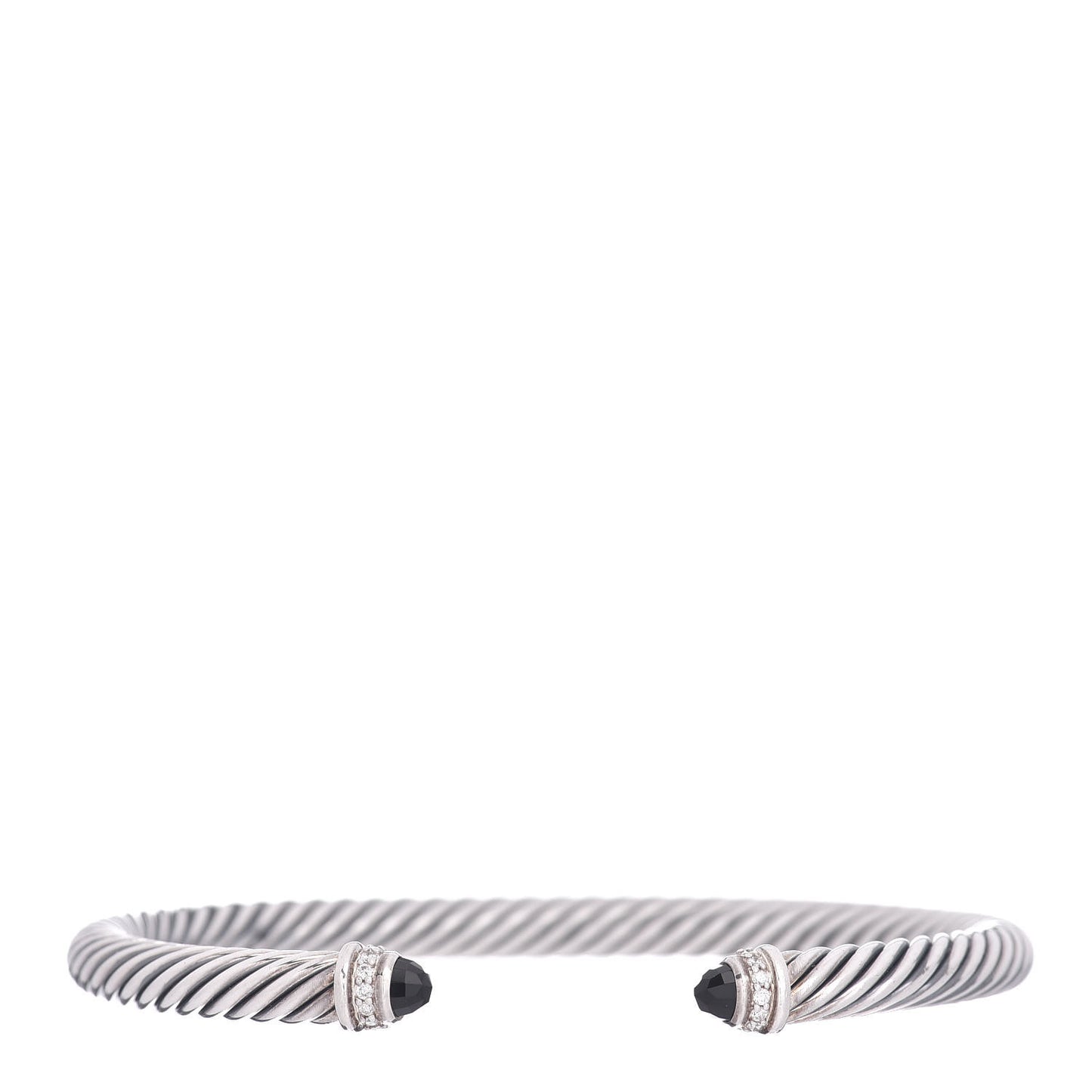 Sterling Silver Diamond Black Onyx 5mm Cable Classics Bracelet
