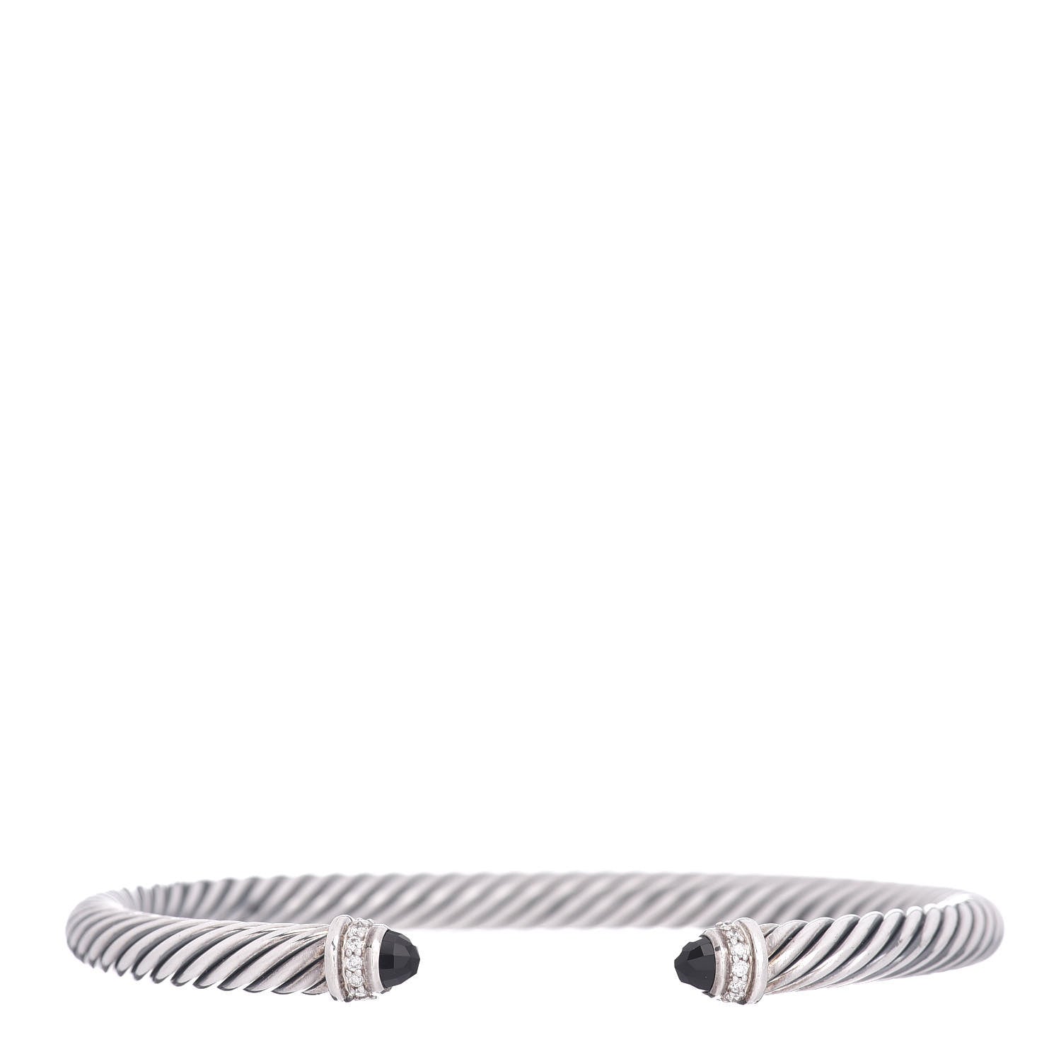 David Yurman Sterling Silver Diamond Black Onyx 5mm Cable Classics Bracelet 1 of 5