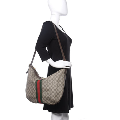 Gucci GG Supreme Monogram Web Ophidia Half Moon Hobo Brown 2 of 13