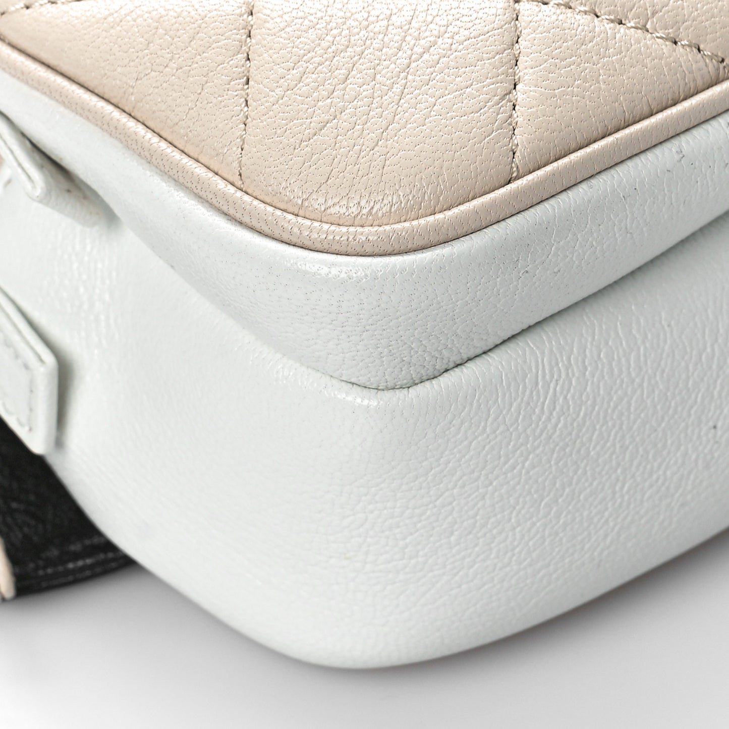 Goatskin Quilted Waist Bag Beige White Black